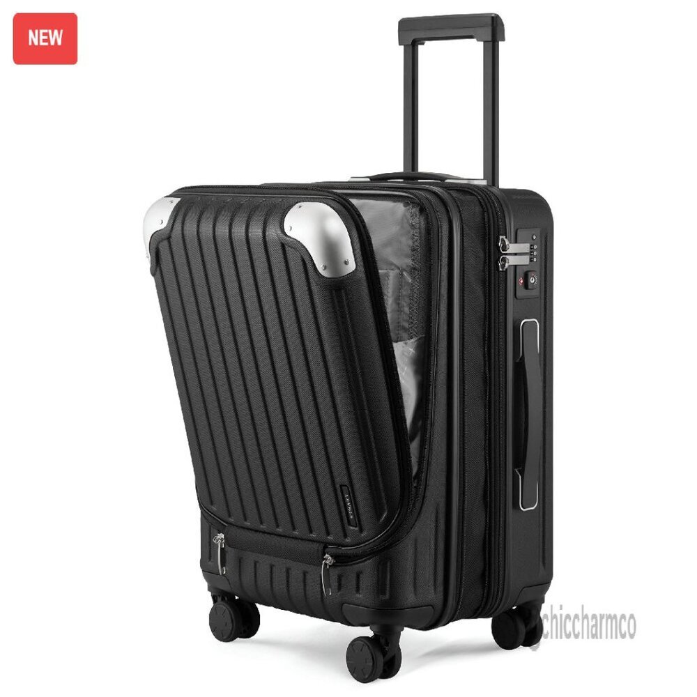 20 Inch Expandable Hard Shell Carry-On Luggage with Front Laptop Compartment